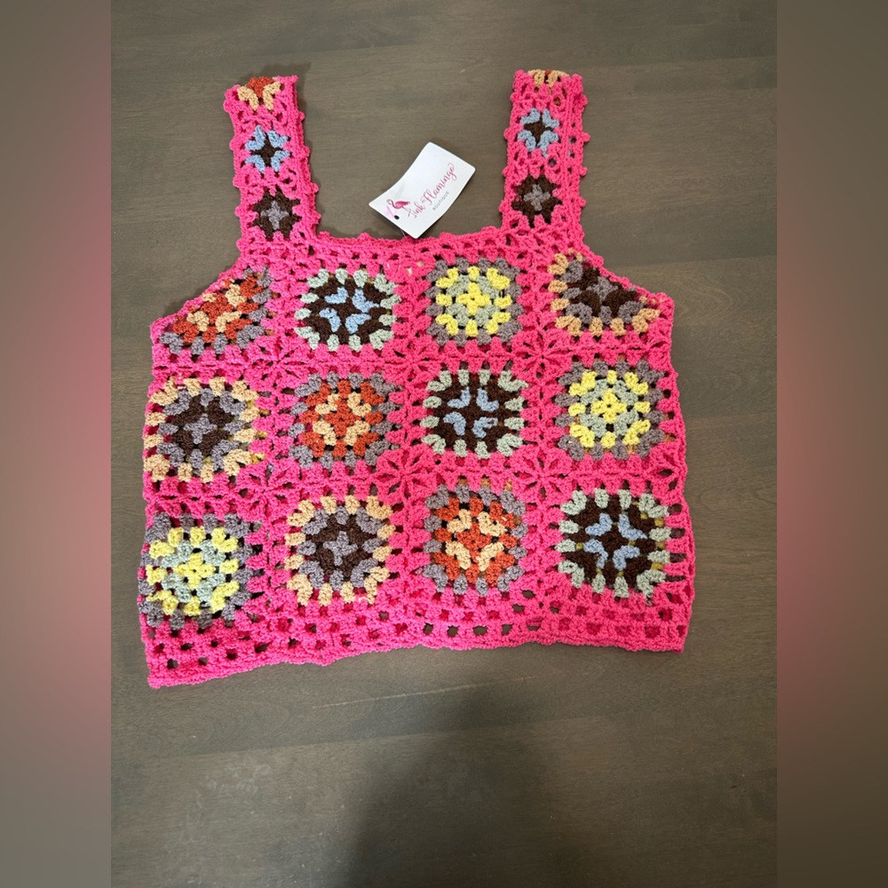 POL Pink Crochet Crop Top